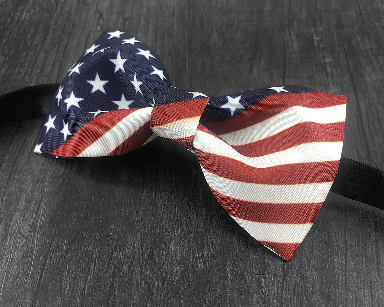 100% Satin Silk Mens Pre-tied Bowtie Stars Stripes American Flag Solid Bow Ties