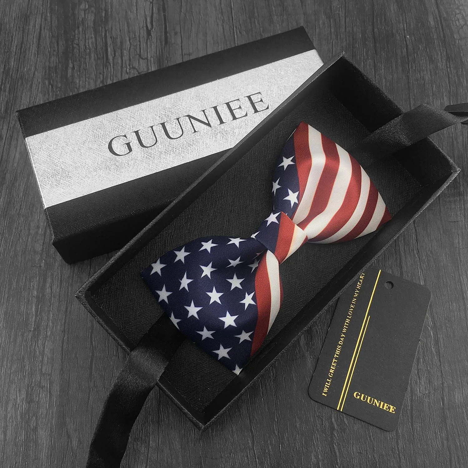 100% Satin Silk Mens Pre-tied Bowtie Stars Stripes American Flag Solid Bow Ties