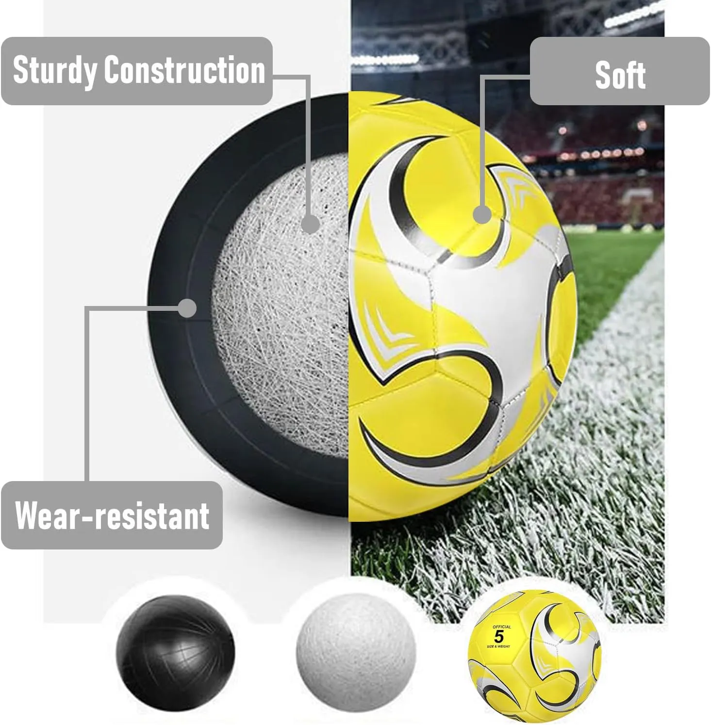 12-Pack Training Soccer Balls Size 5/4/3 with Pump  Bulk Deflated Balls for Teens and Adults, Ideal for Indoor Outdoor Practice, School Activities, Sports Events, Party Favors Gifts