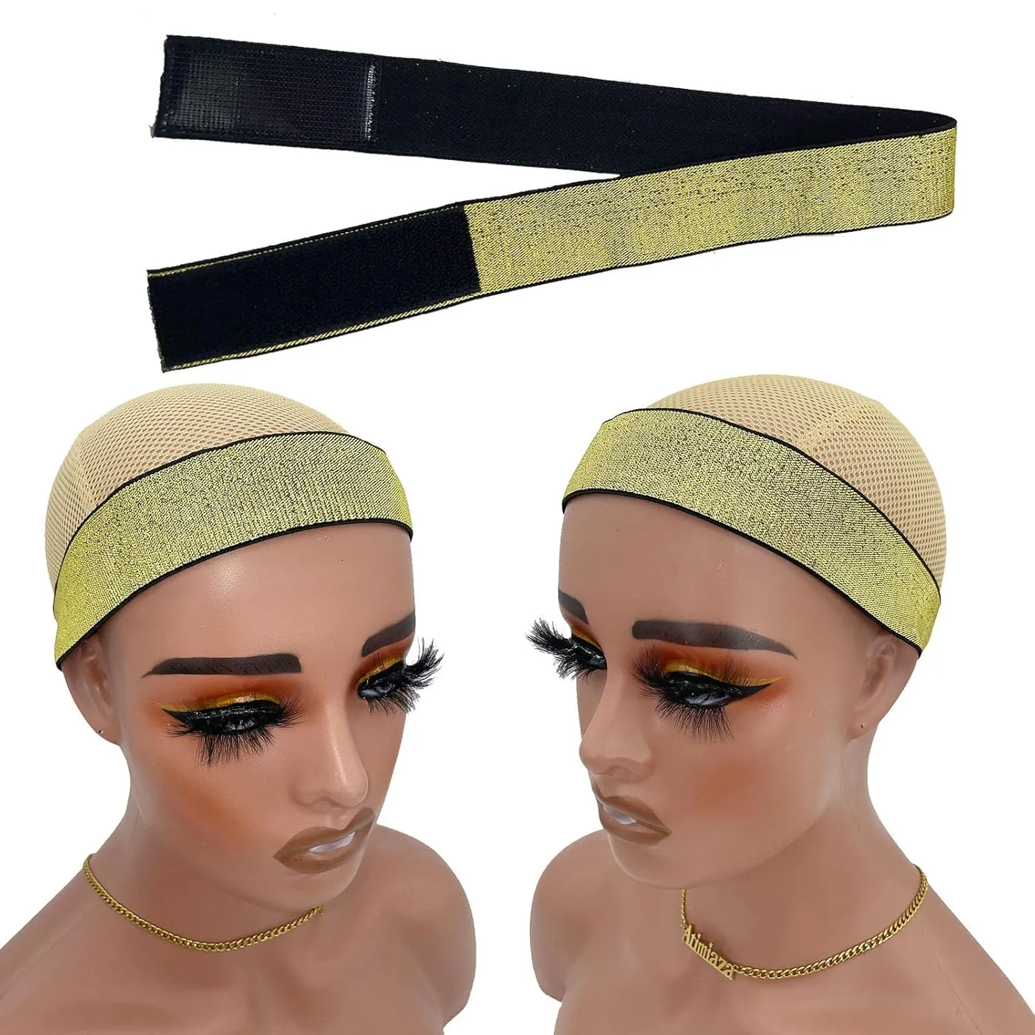 2 Pcs Elastic Gold Lace Melting Bands - Wig Band for Lace Fronts, Edge Wrap to Lay Edges (Pack of 2)
