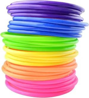 24 Pcs Multicolor Plastic Toss Rings Kids Ring Toss Game Carnival Rings for Speed and Agility Practice Games, Garden Backyard Outdoor Games, Bridal Shower Game, Game Booth