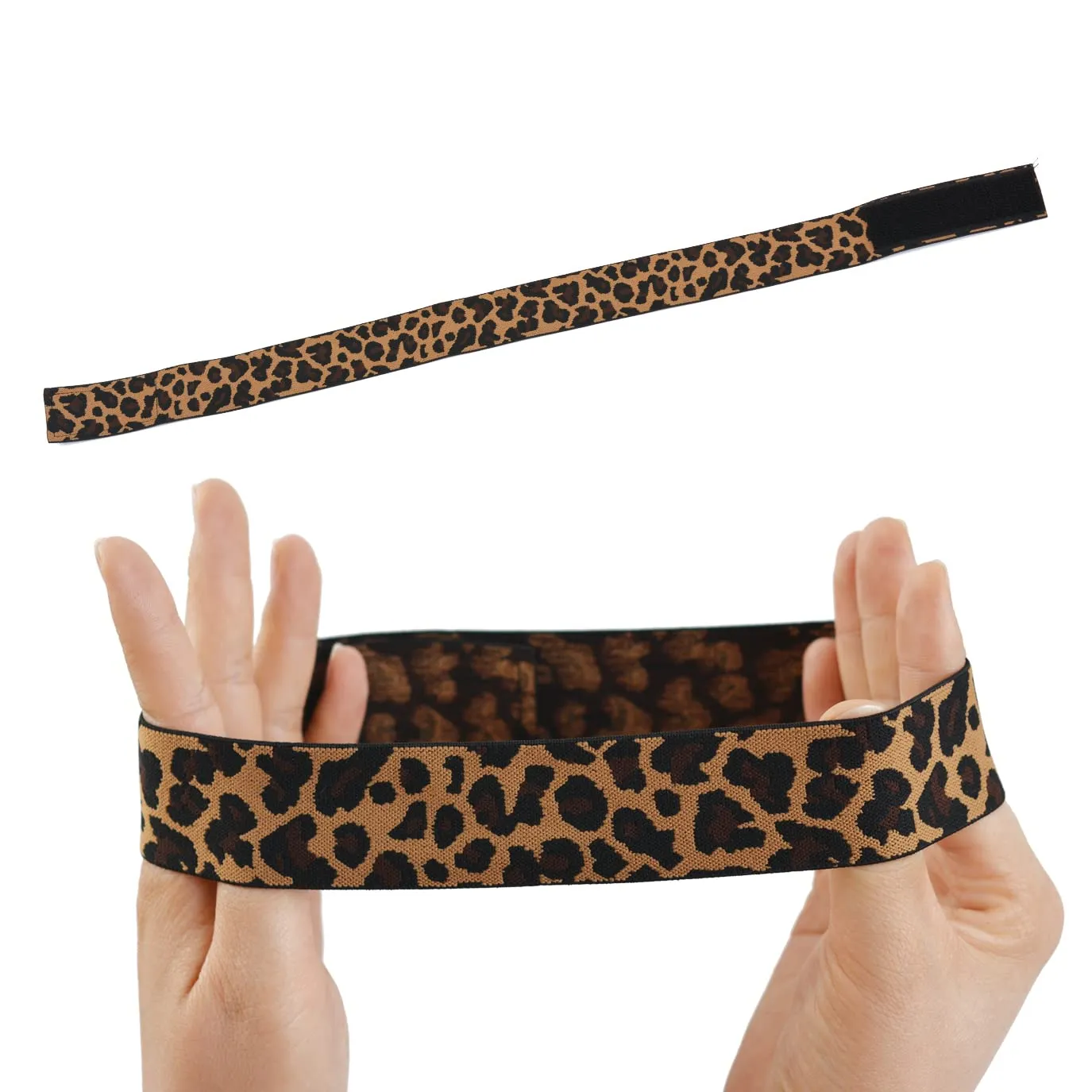 3 Pcs Elastic Bands for Wigs Lace Melting Bands Adjustable Leopard Print Wig Headbands for Lace Front Edges Laying (Width 1.4 Inch/3.5cm)