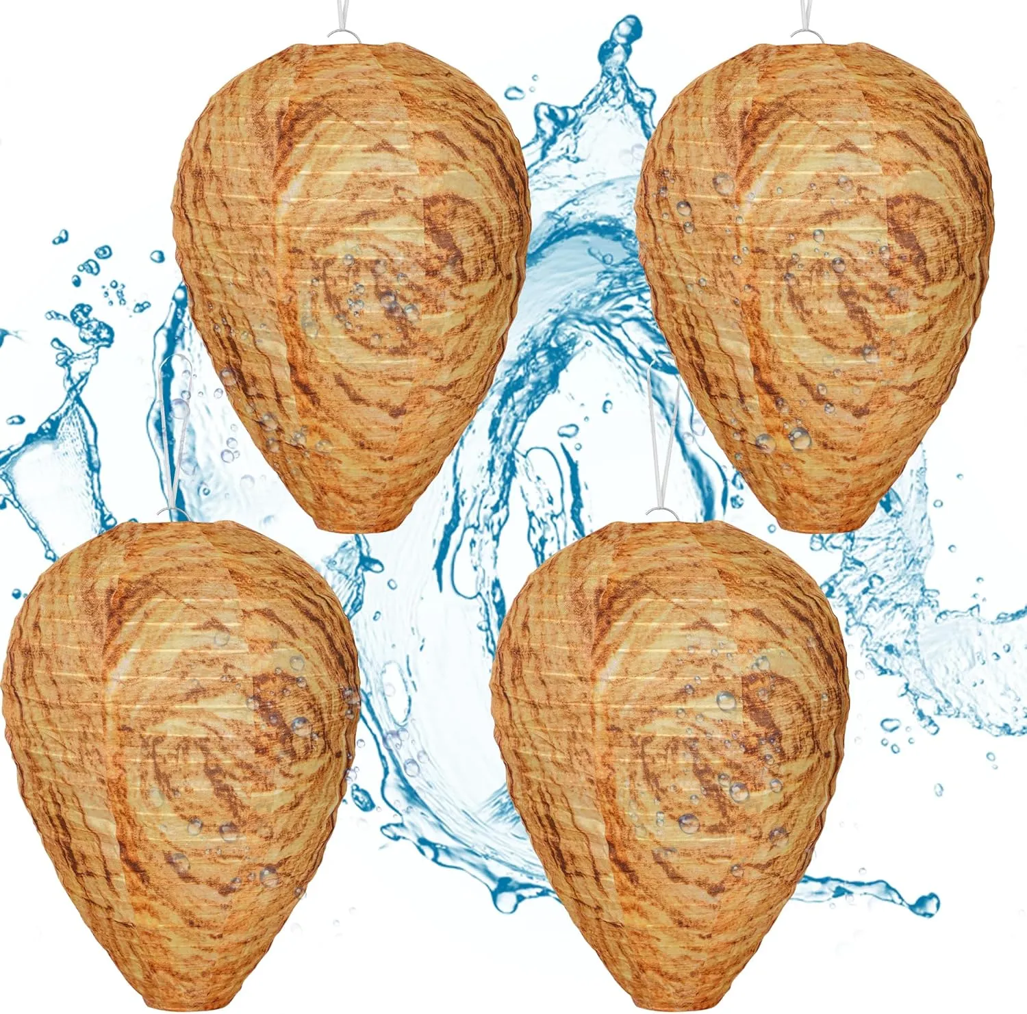 4 Pack Wasp Nest Decoys Silk Fabric Waterproof Paper Wasp Nest Decoys Hanging for Home/Garden/Outdoors