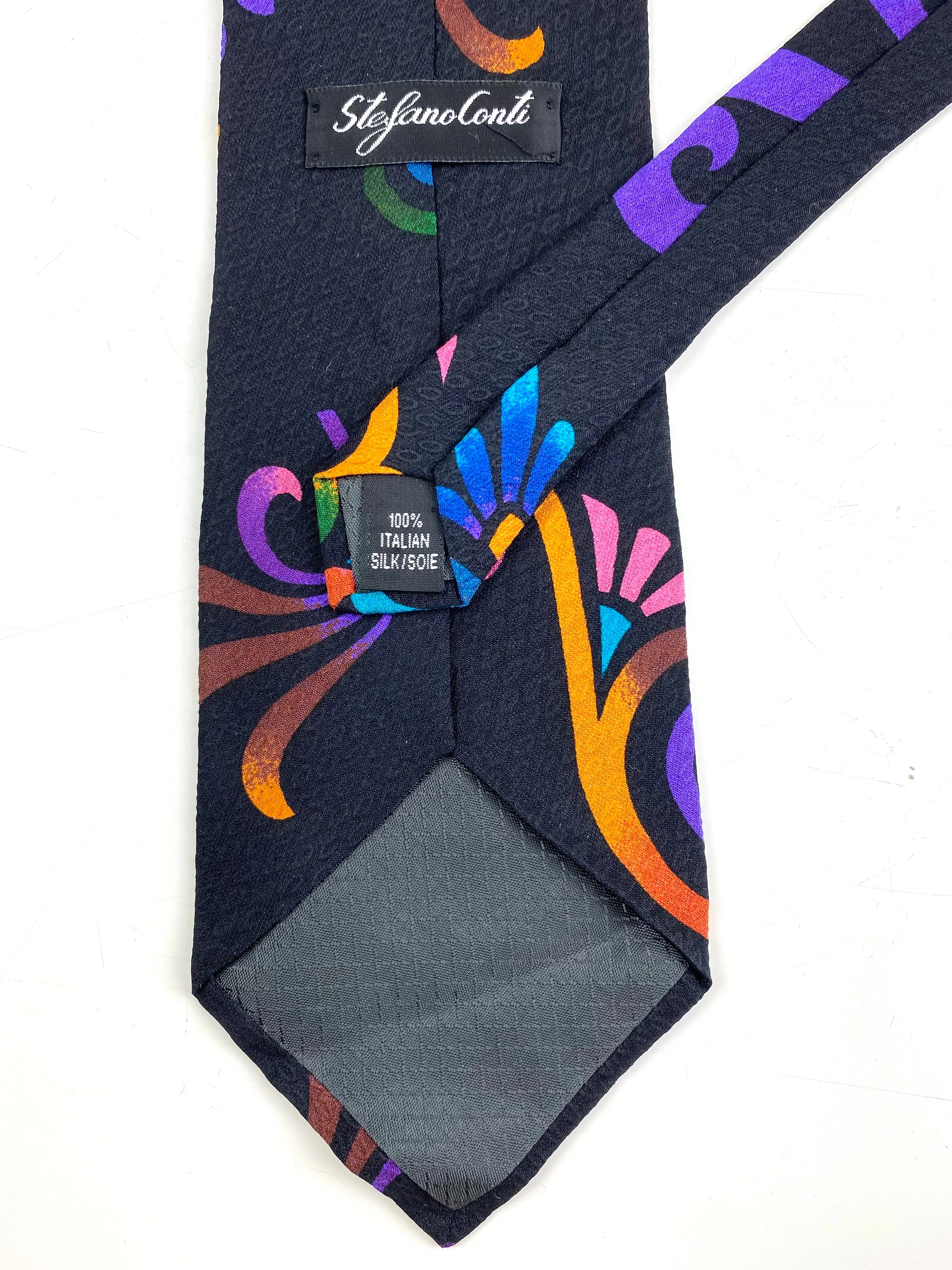 90s Deadstock Silk Necktie, Men's Vintage Purple/ Orange/ Blue Polynesian Tiki  Pattern Tie, NOS