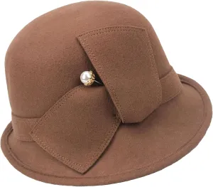 Adult Fedoras Wool Hat Girls Female Winter Warm Woolen Cap England Retro Wool Dome Cap Hat