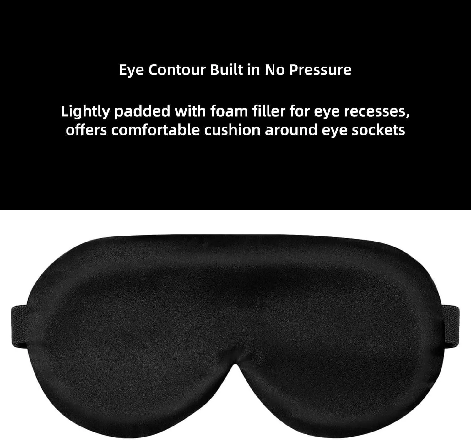 Alaska Bear Sleep Mask Silk Cover Eye Contour Built-in No Pressure for Sleeping, Upgrade Over Conventional Flat Satin Eye Masks, Machine Washable (Black)