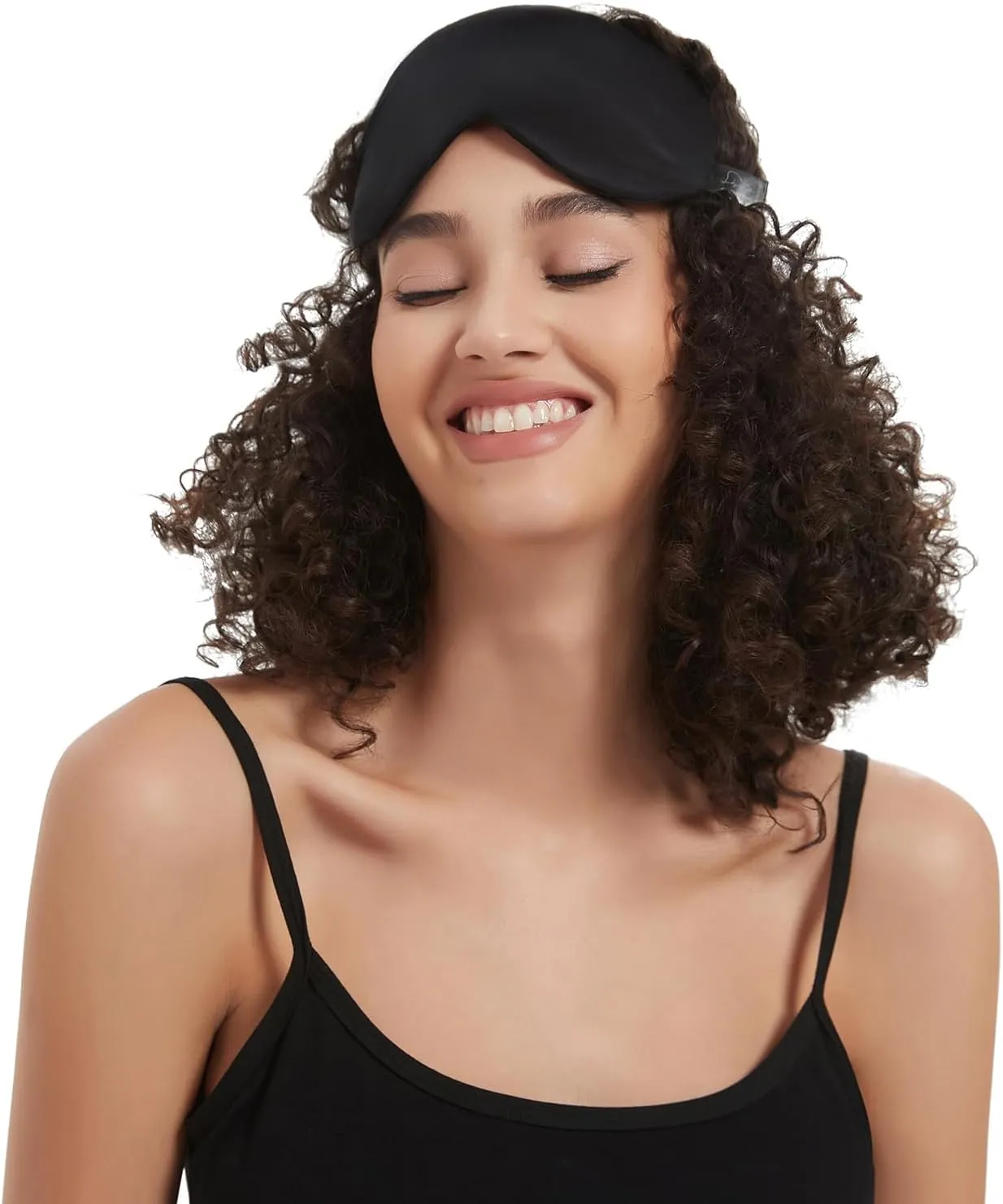 Alaska Bear Sleep Mask Silk Cover Eye Contour Built-in No Pressure for Sleeping, Upgrade Over Conventional Flat Satin Eye Masks, Machine Washable (Black)