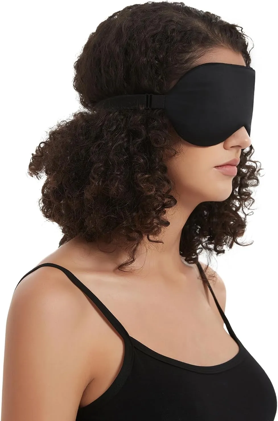 Alaska Bear Sleep Mask Silk Cover Eye Contour Built-in No Pressure for Sleeping, Upgrade Over Conventional Flat Satin Eye Masks, Machine Washable (Black)