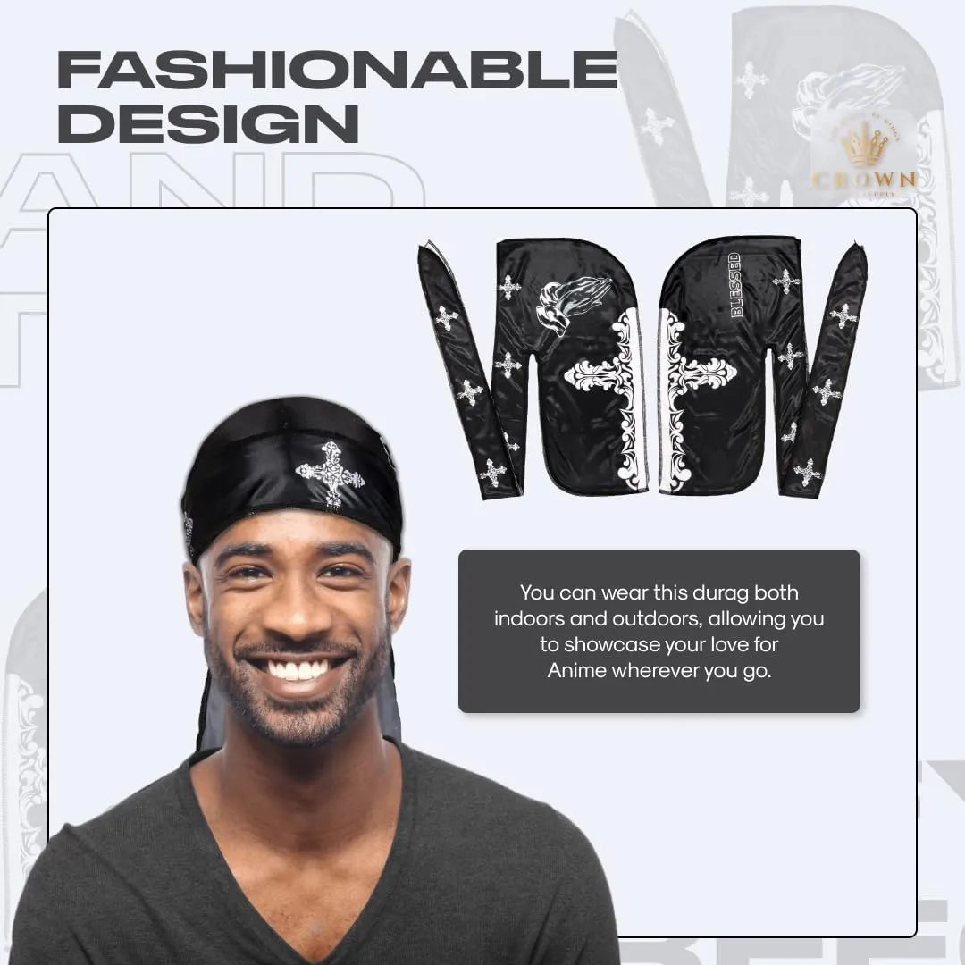 Art Silky Durag with Long Wide Tails - Satin Smooth Silk Fabric Durags for Comfort and Compression