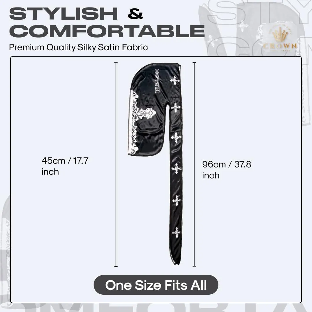 Art Silky Durag with Long Wide Tails - Satin Smooth Silk Fabric Durags for Comfort and Compression