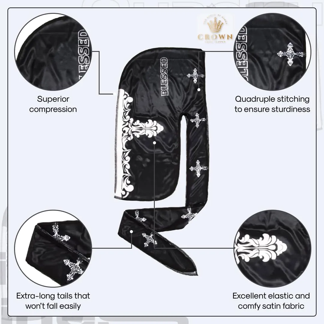 Art Silky Durag with Long Wide Tails - Satin Smooth Silk Fabric Durags for Comfort and Compression