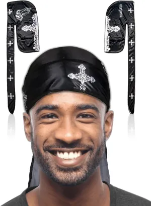 Art Silky Durag with Long Wide Tails - Satin Smooth Silk Fabric Durags for Comfort and Compression
