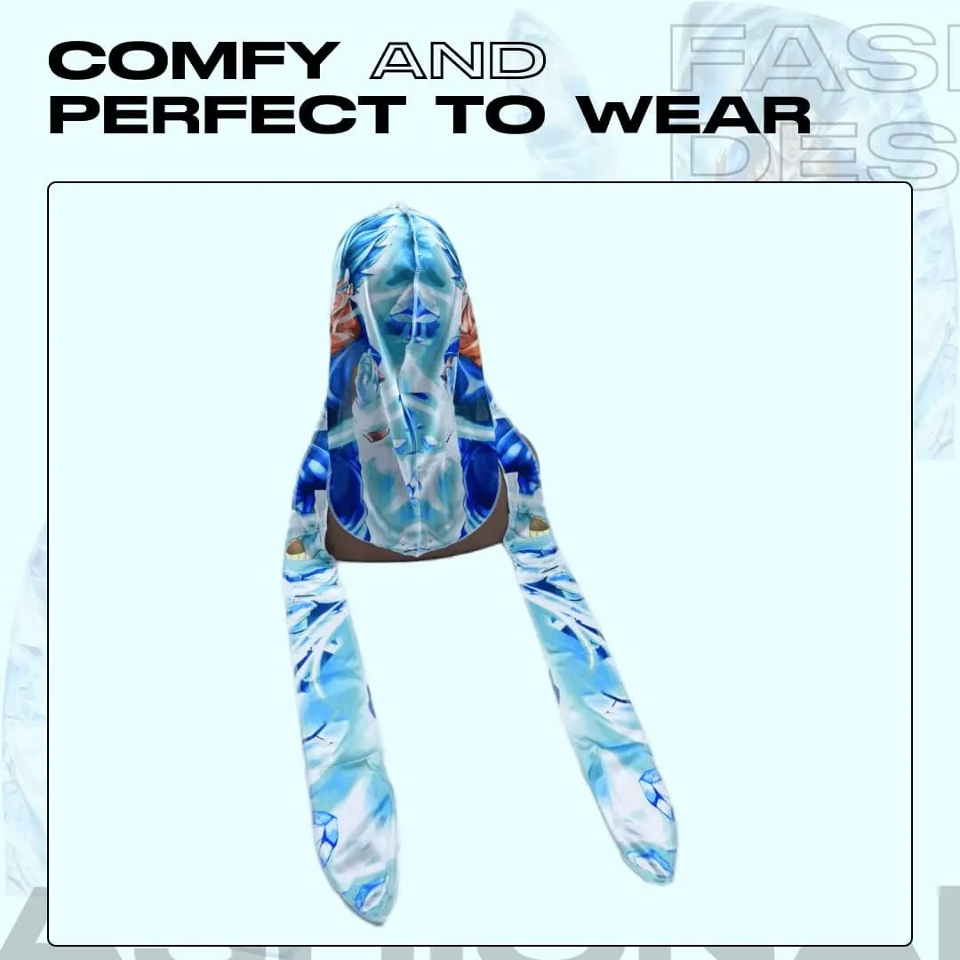 Art Silky Durag with Long Wide Tails - Satin Smooth Silk Fabric Durags for Comfort and Compression