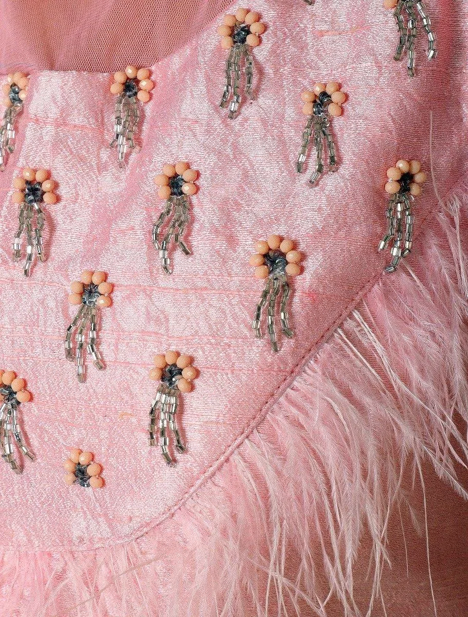 Baby Pink Short Top with Lehenga Set of 2