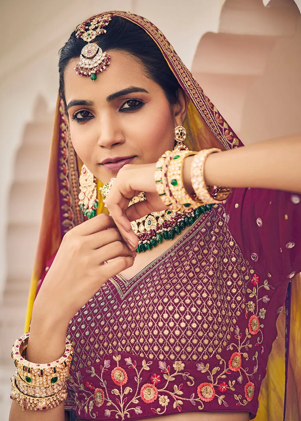 Beautiful Rani Pink Viscose Silk Traditional Bridal Lehenga Choli