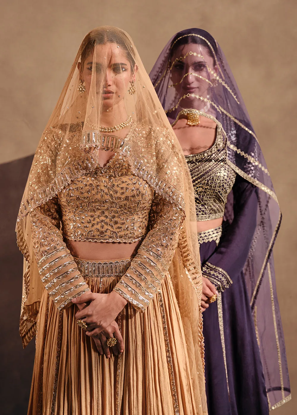 Beige Party Wear Chinnon Silk Designer Lehenga Choli