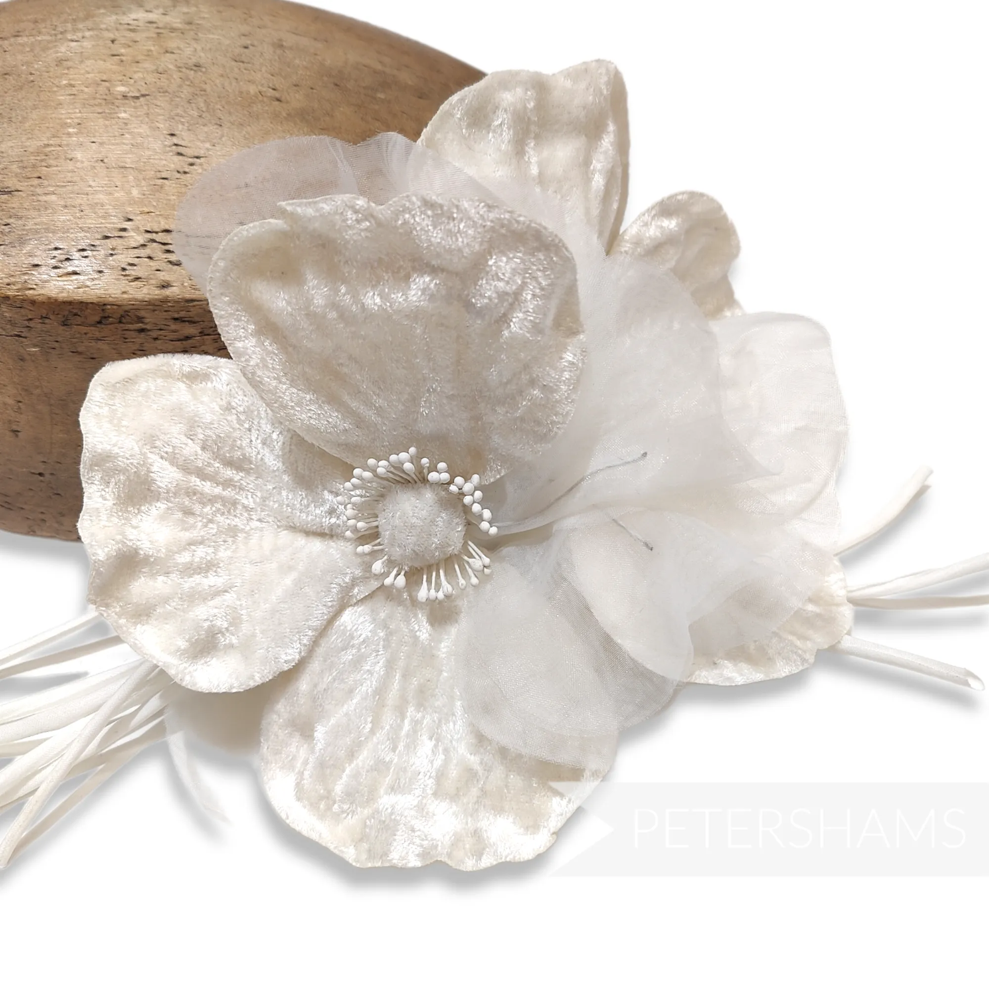 'Bellona' XL Velvet and Organza Double Poppy Flower Hat Mount