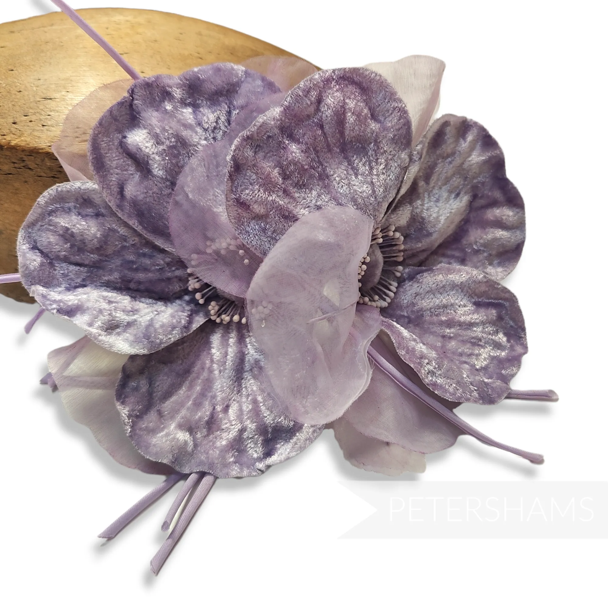 'Bellona' XL Velvet and Organza Double Poppy Flower Hat Mount