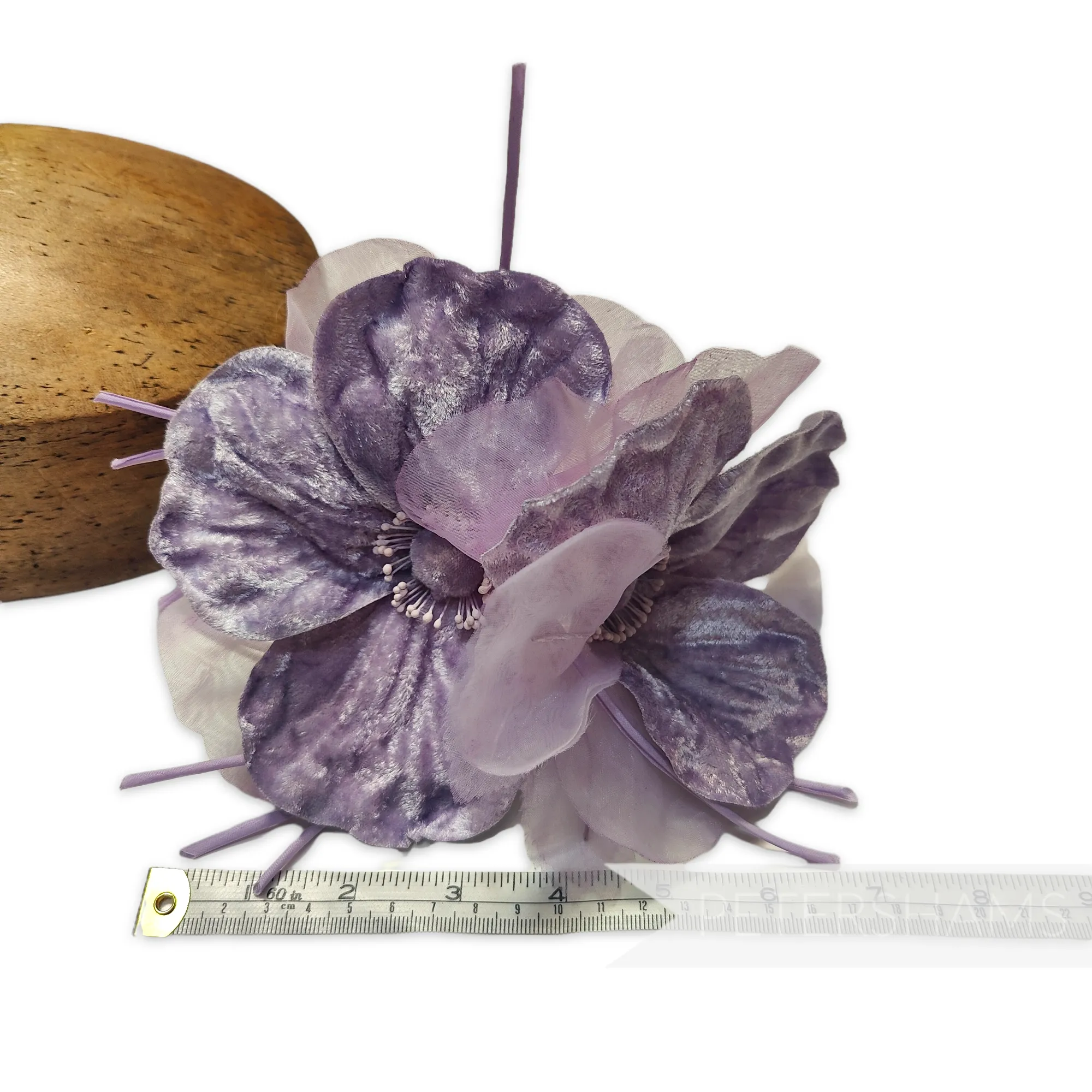'Bellona' XL Velvet and Organza Double Poppy Flower Hat Mount
