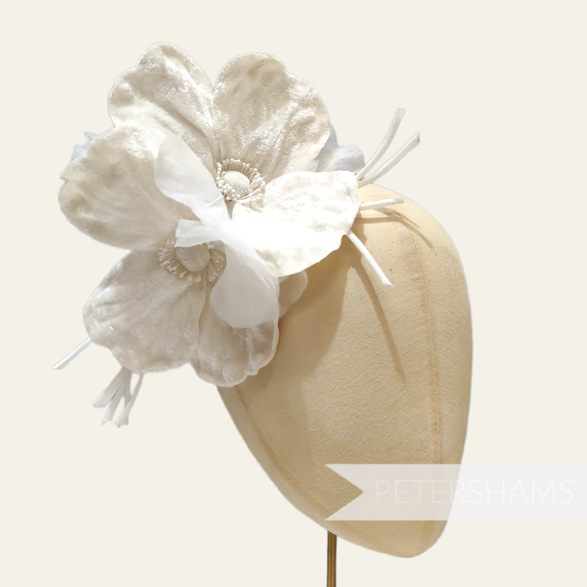 'Bellona' XL Velvet and Organza Double Poppy Flower Hat Mount