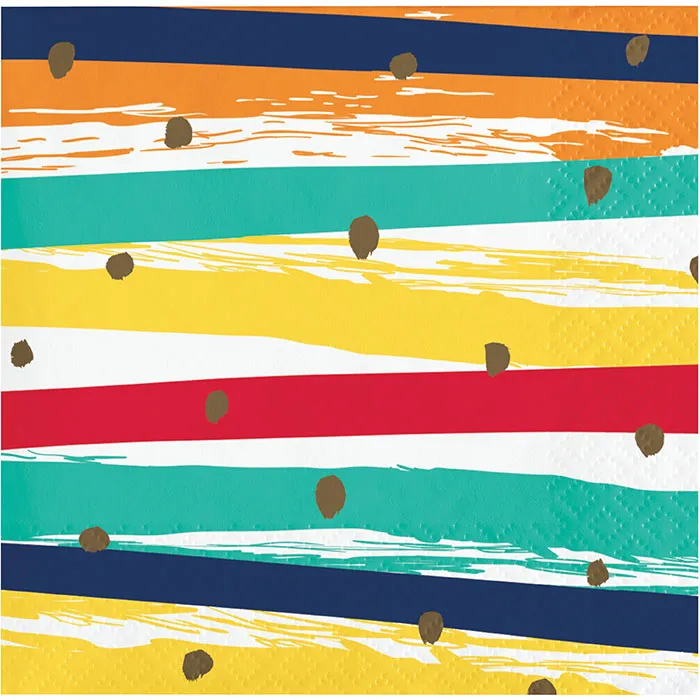 Birthday Stripes Beverage Napkin (16/Pkg)