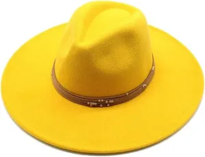 British Style Women Big Wide Brim Wool Fedora Hat Winter Panama Jazz Cap Fashion Party Trilby Hat Fengyan Cowboy Hats (Color : Rose Red, Size : 56-58CM)