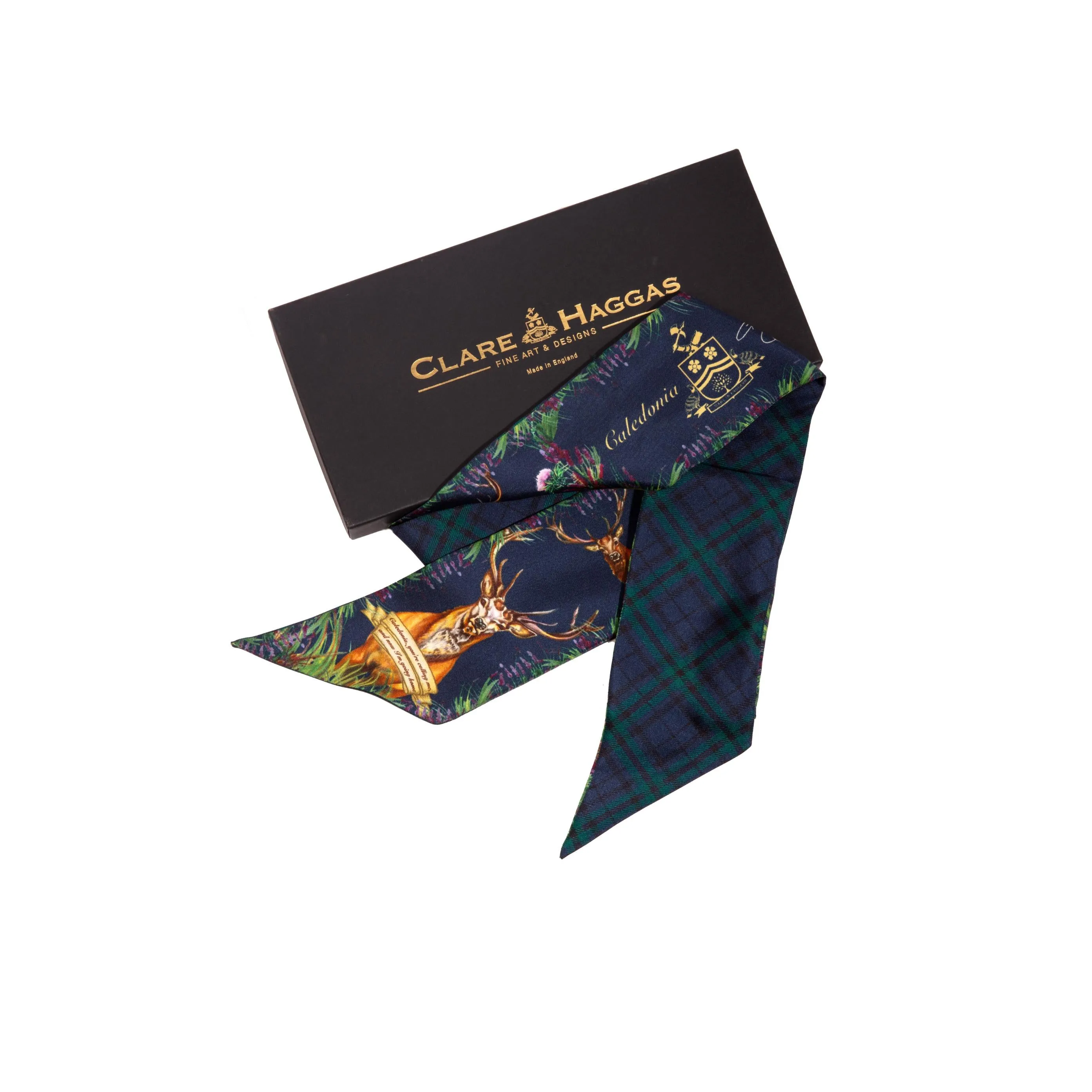 Caledonia Navy Blue Purple Twillie Silk Ribbon Scarf
