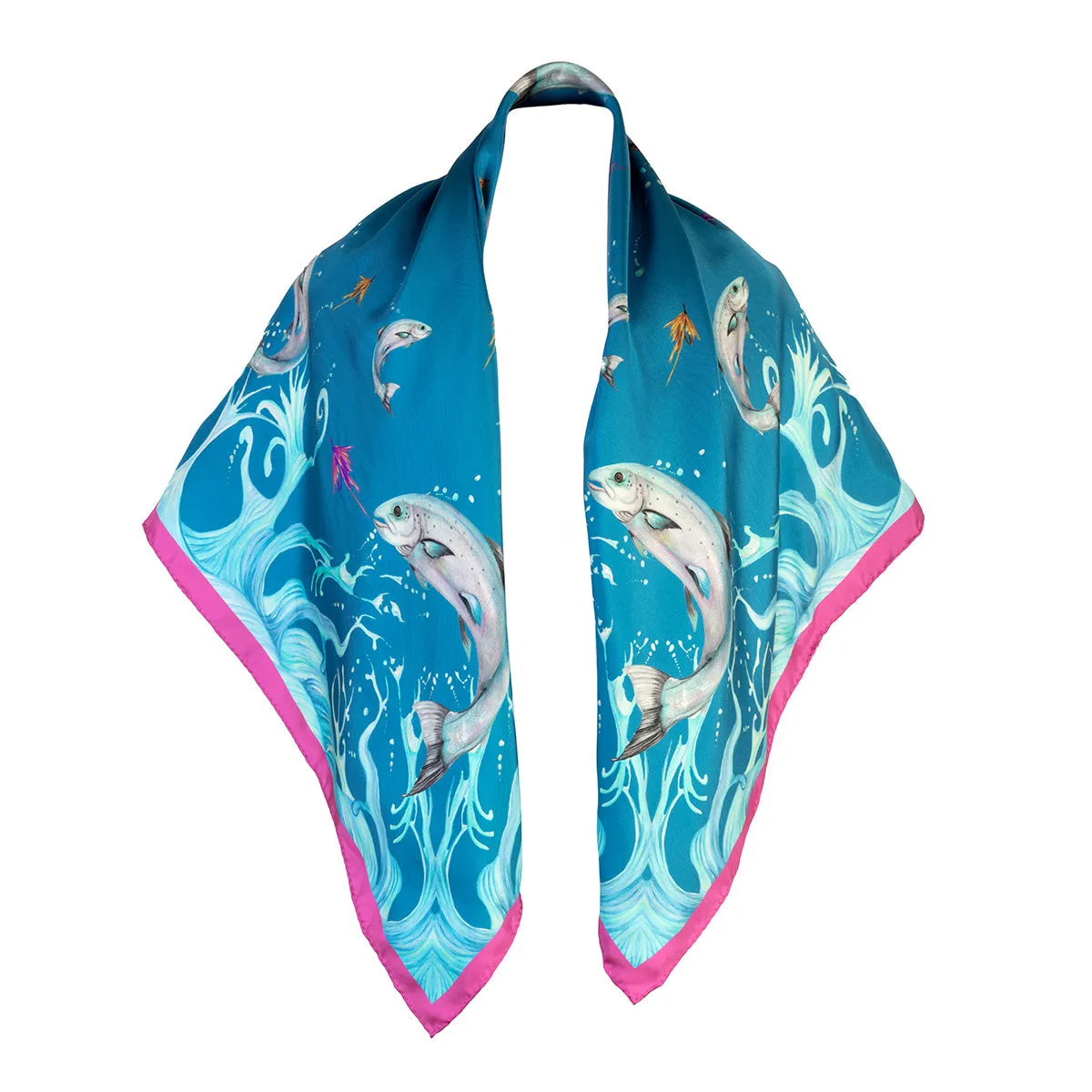 Catch and Release Cobalt Large Square Silk Scarf