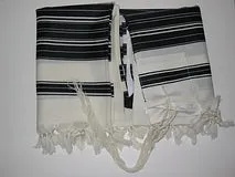Chabad Talis Size 80 - Black White with Stripes