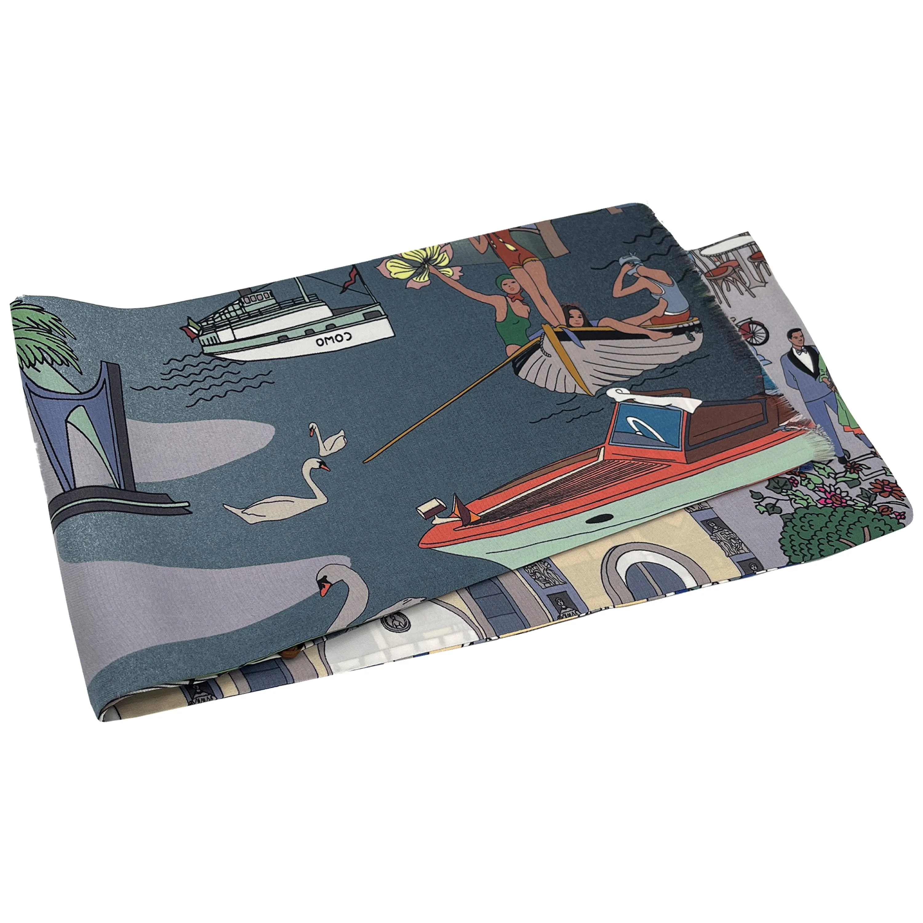 Como dark blue grey and green tie scarf