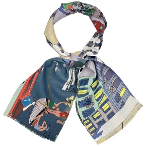Como dark blue grey and green tie scarf