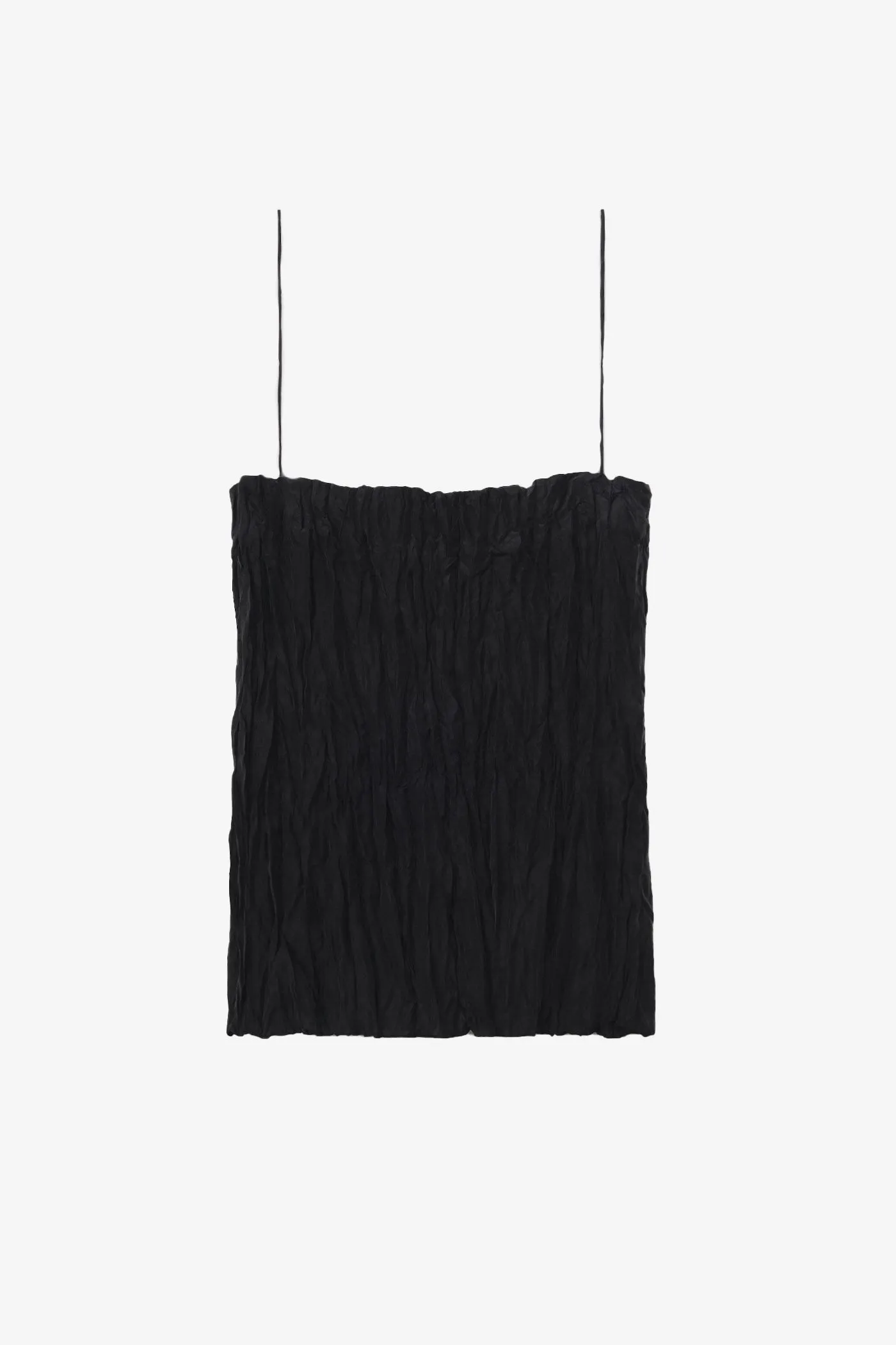 Crinkled Silk Top - Black