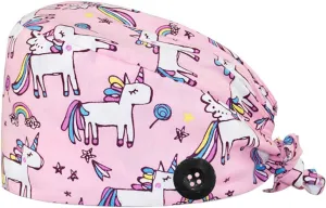 Cute Printed Working Cap with Sweatband Adjustable Tie Back Hats for Women/Men