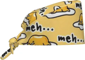 Cute Pug Dog Print Working Cap Scrub Cap with Sweatband,Adjustable Fashion Bandage Tie Back Hat Headwear for Women Men