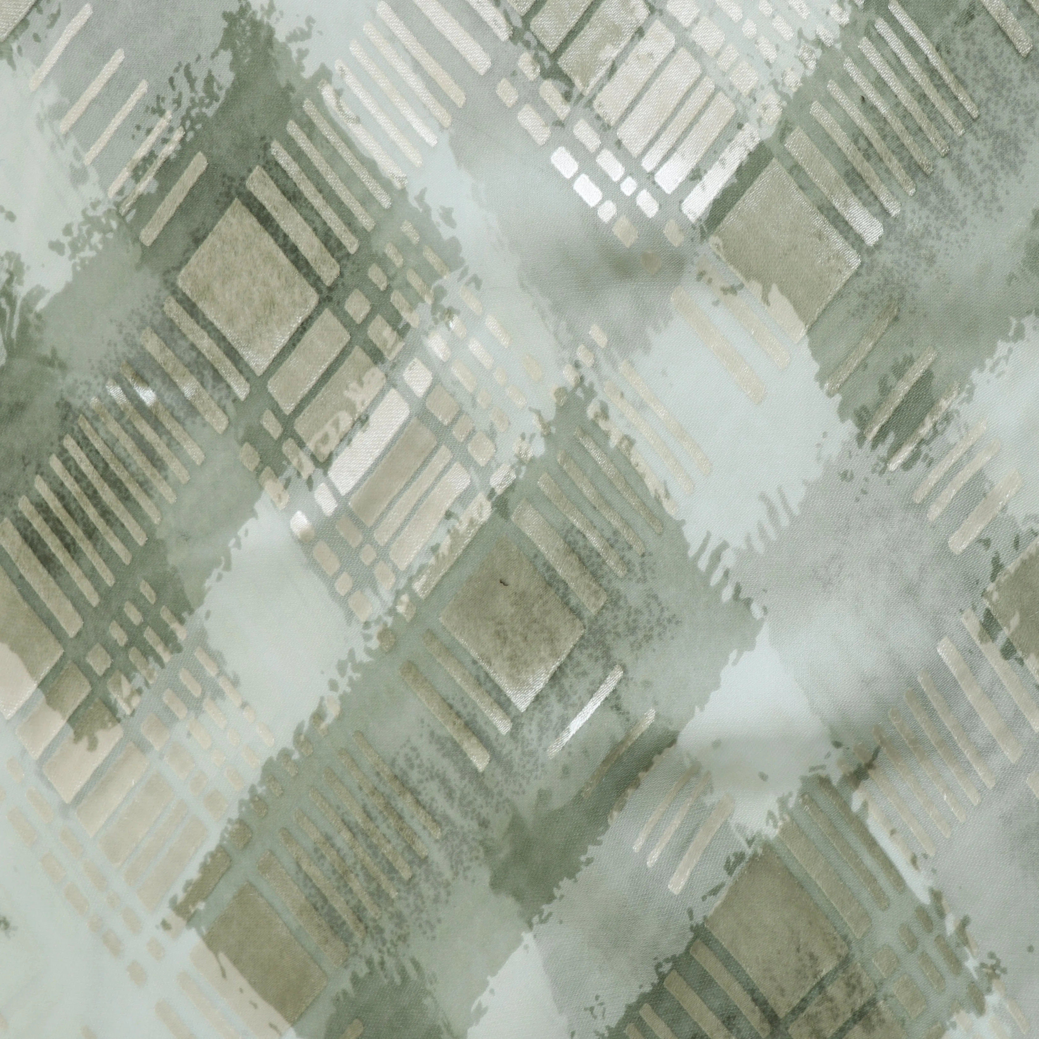 Deadstock Silk Chiffon - Abstract Green - END OF BOLT 125cm