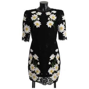 Dolce & Gabbana Black Floral Lace Chamomile Embroidered Dress