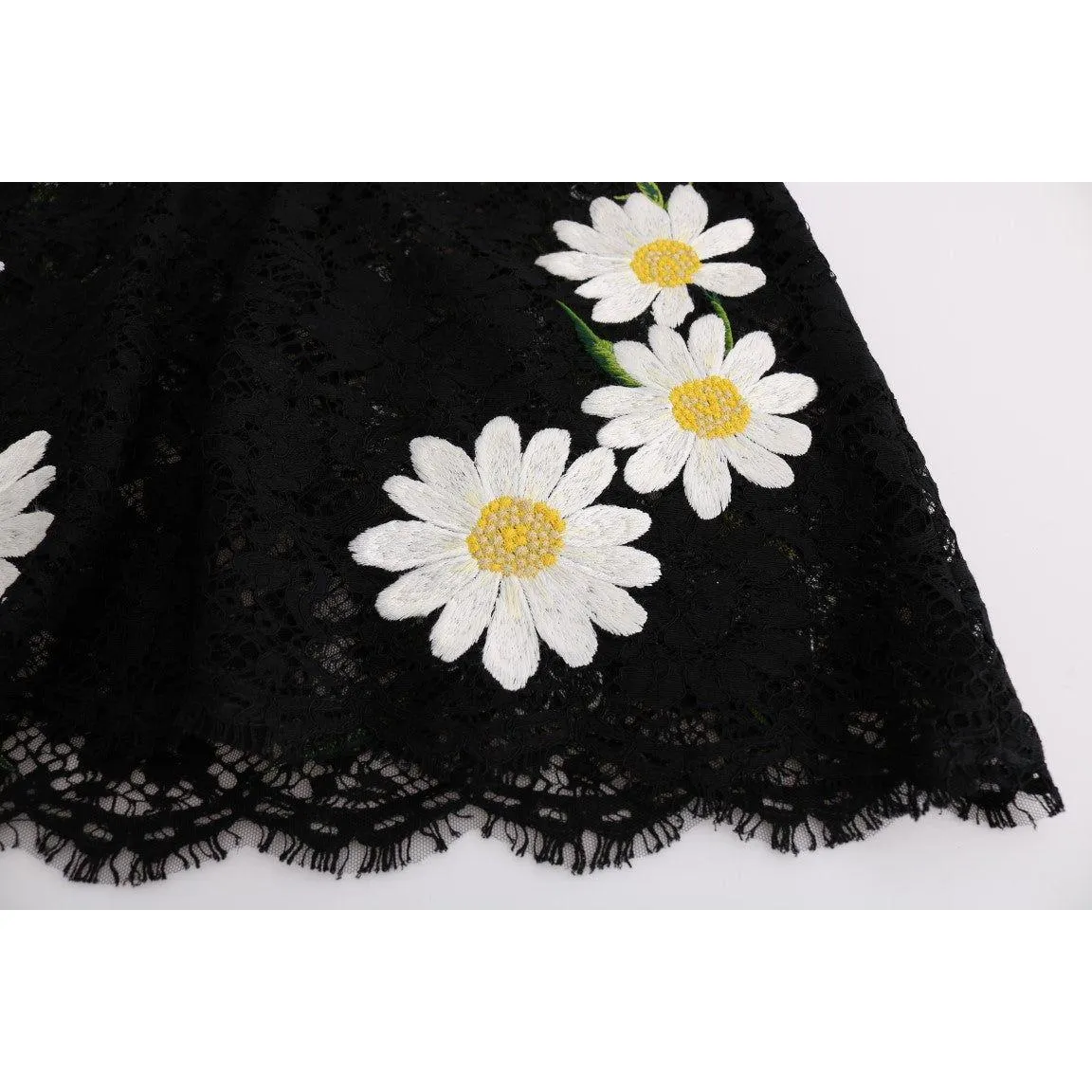 Dolce & Gabbana Black Floral Lace Chamomile Embroidered Dress