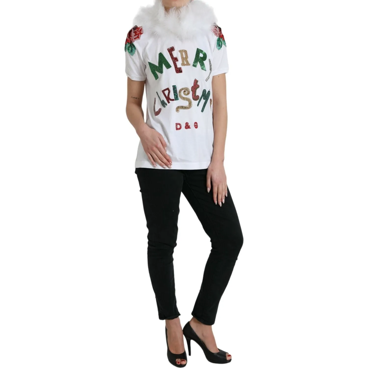 Dolce & Gabbana Elegant Sequined Cotton Tee