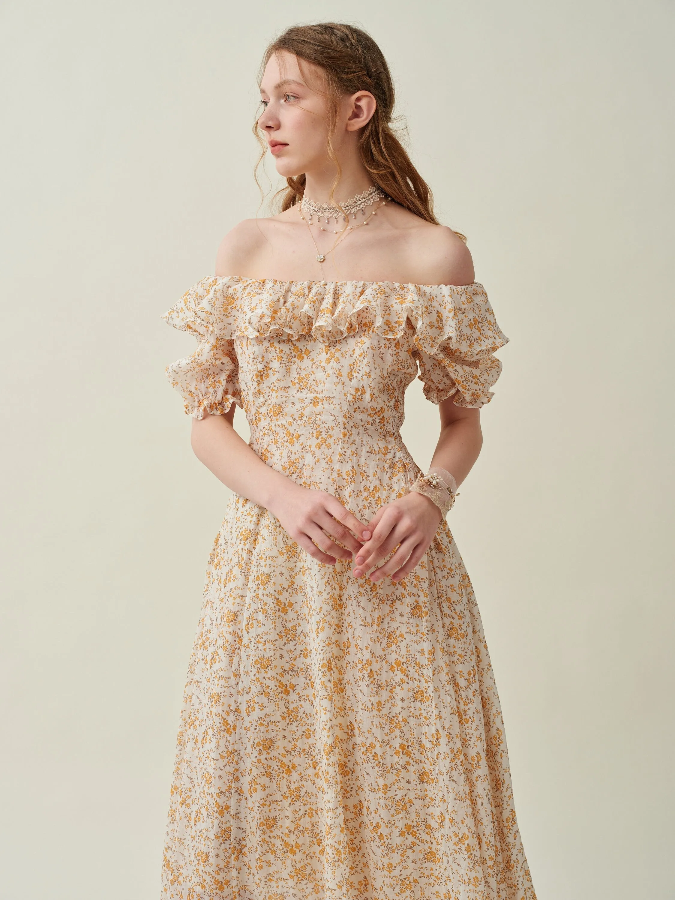Elysia 15 | Lace-up linen flared dress