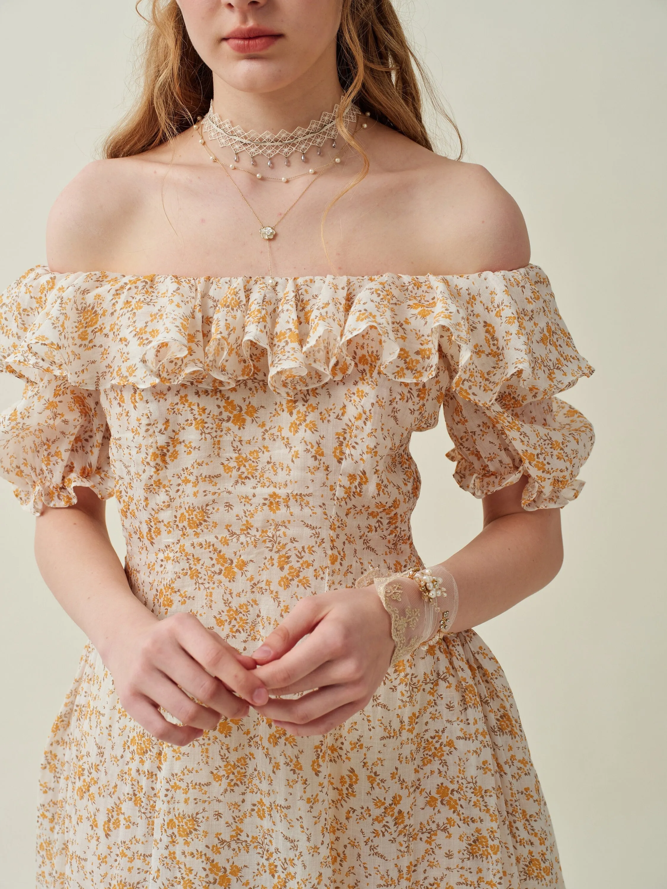 Elysia 15 | Lace-up linen flared dress