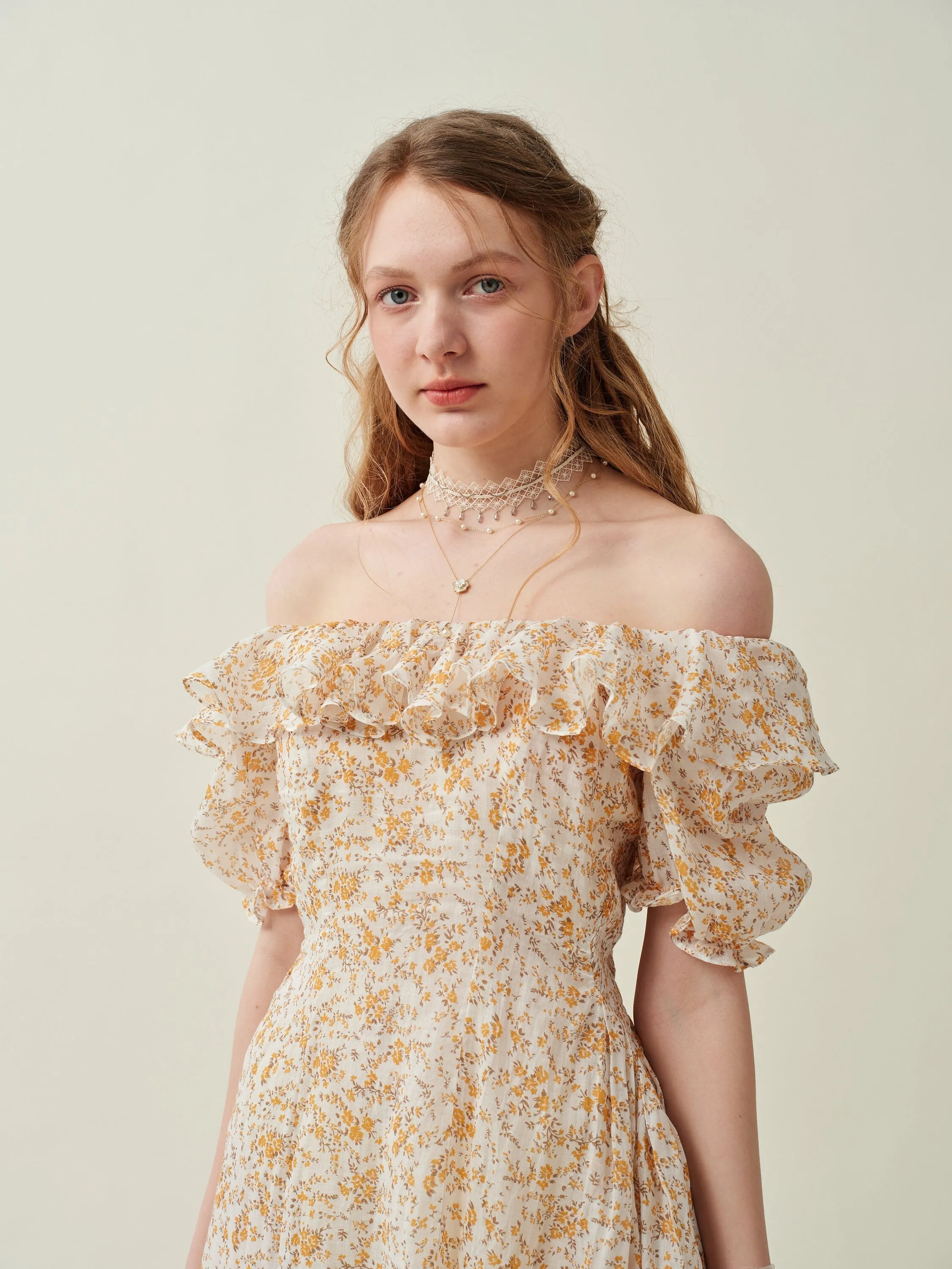 Elysia 15 | Lace-up linen flared dress