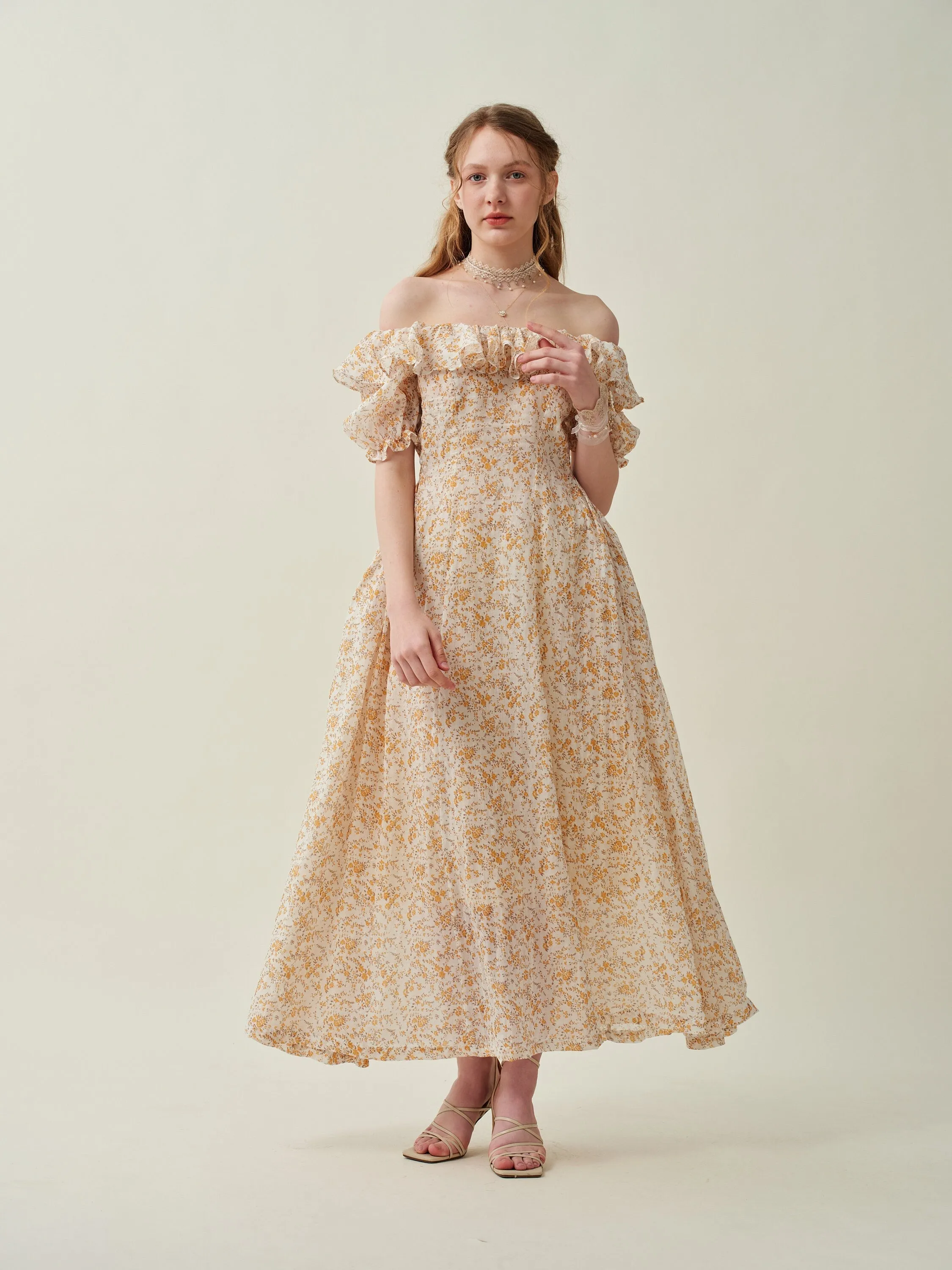 Elysia 15 | Lace-up linen flared dress