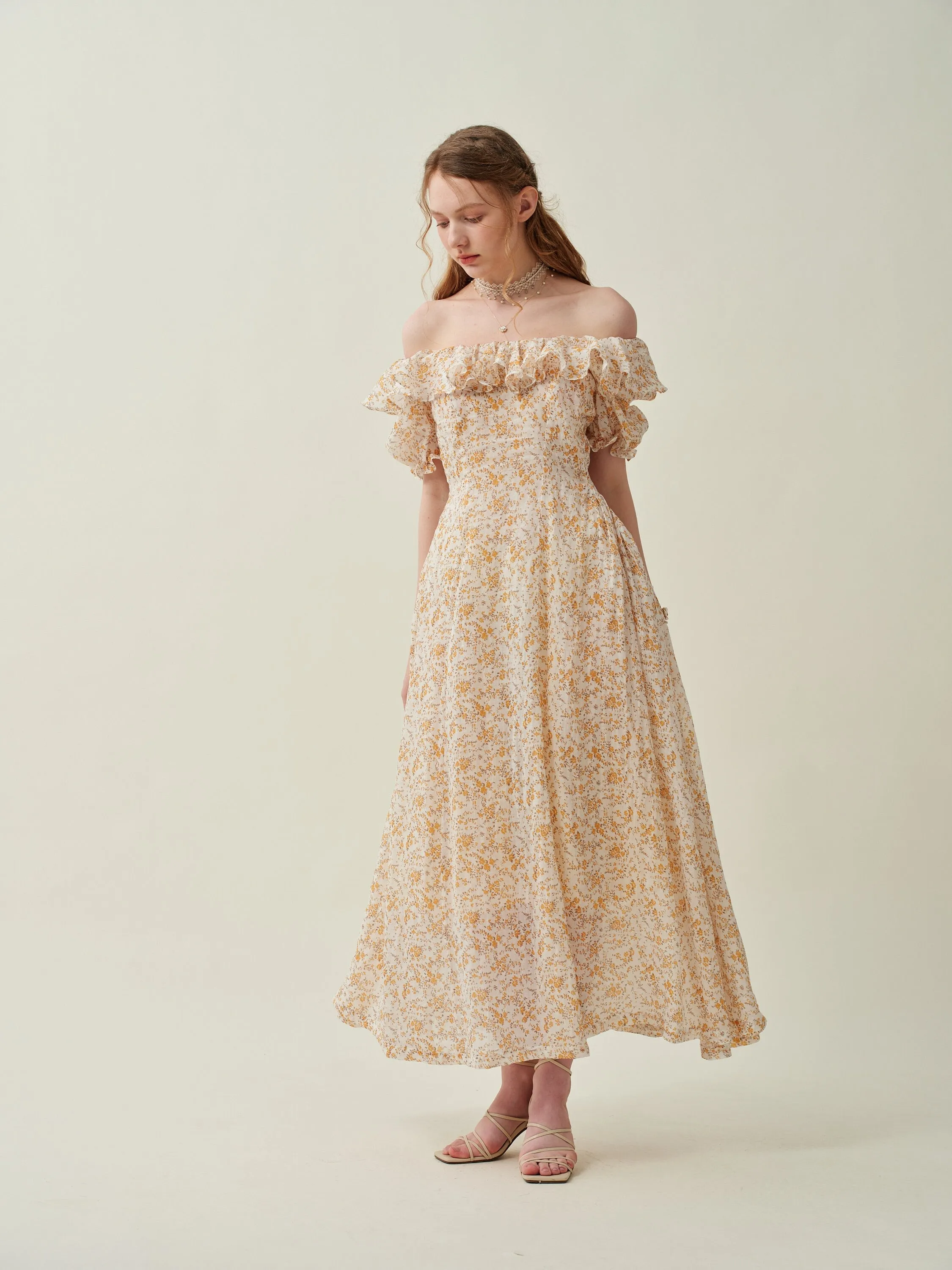 Elysia 15 | Lace-up linen flared dress