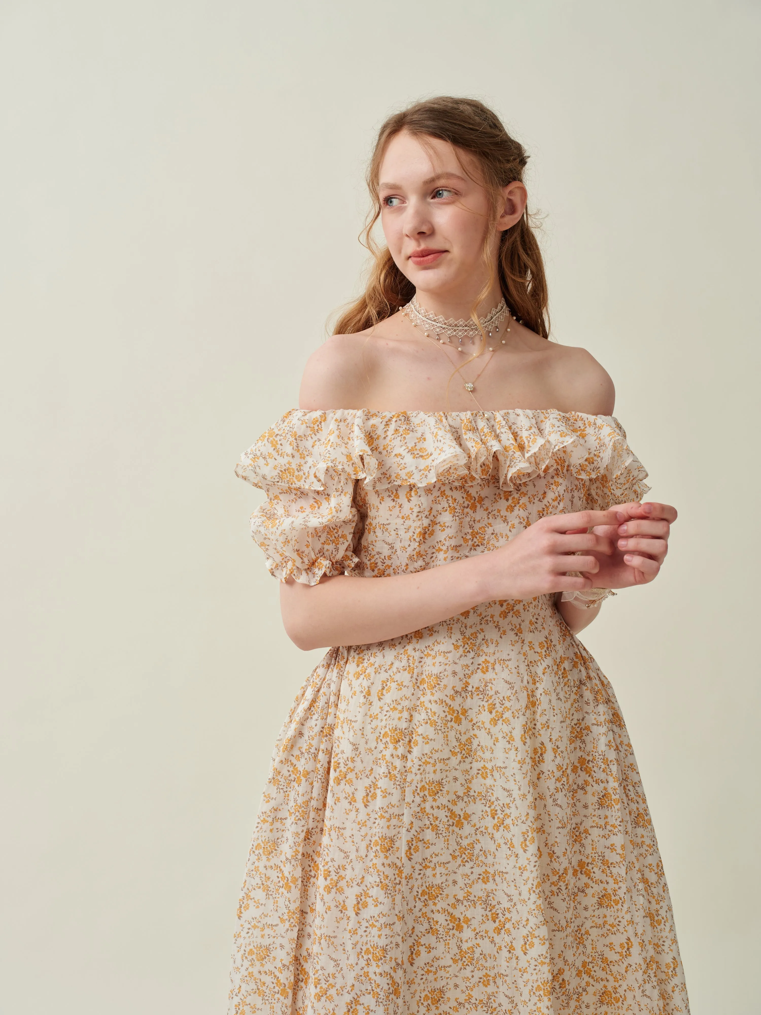 Elysia 15 | Lace-up linen flared dress