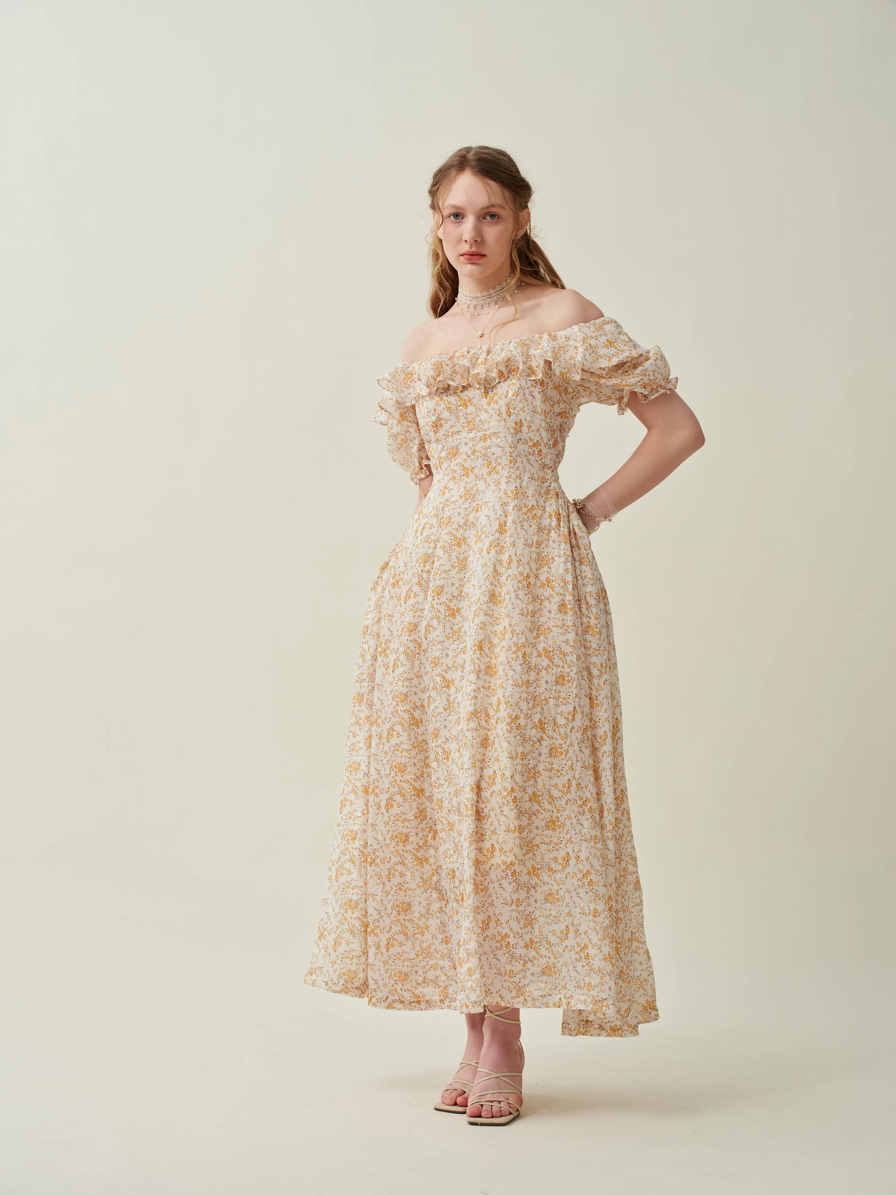 Elysia 15 | Lace-up linen flared dress