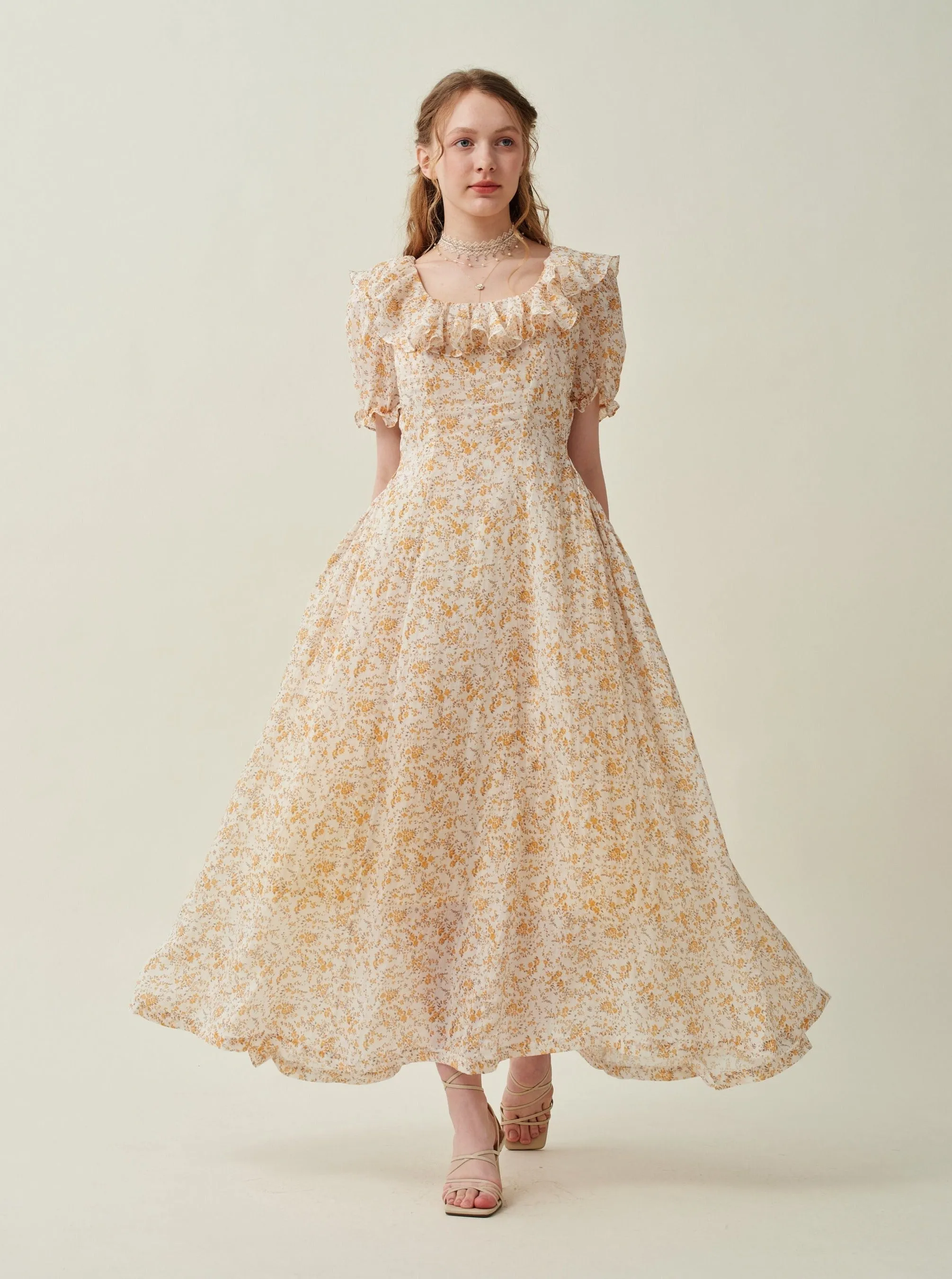 Elysia 15 | Lace-up linen flared dress