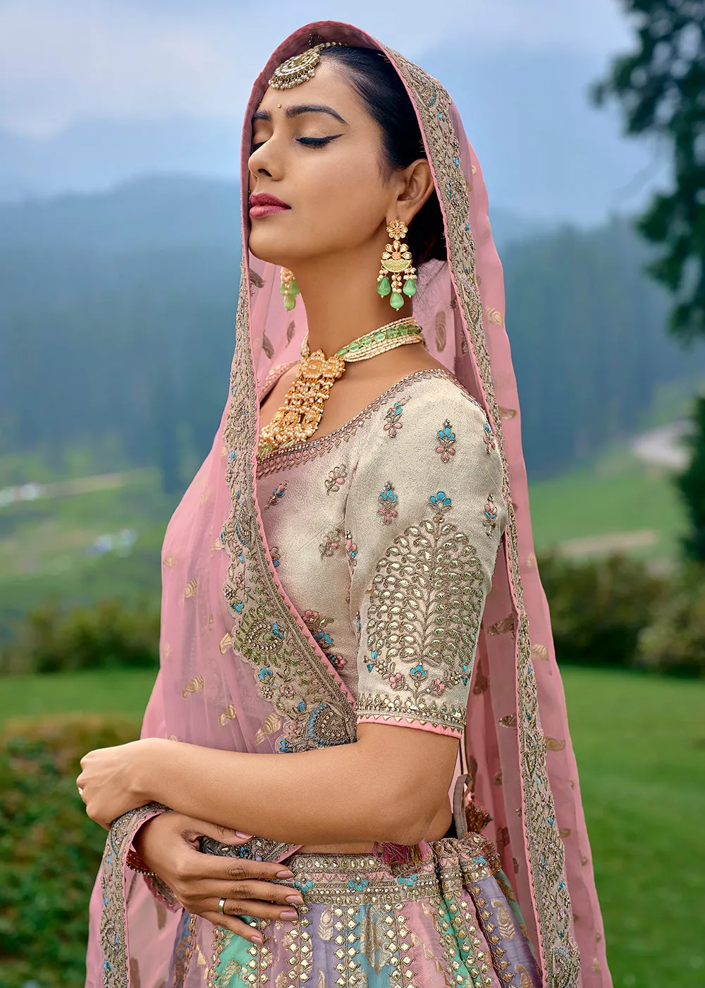 Fancy Silk Multicolor Heavy Embroidered Designer Lehenga Choli