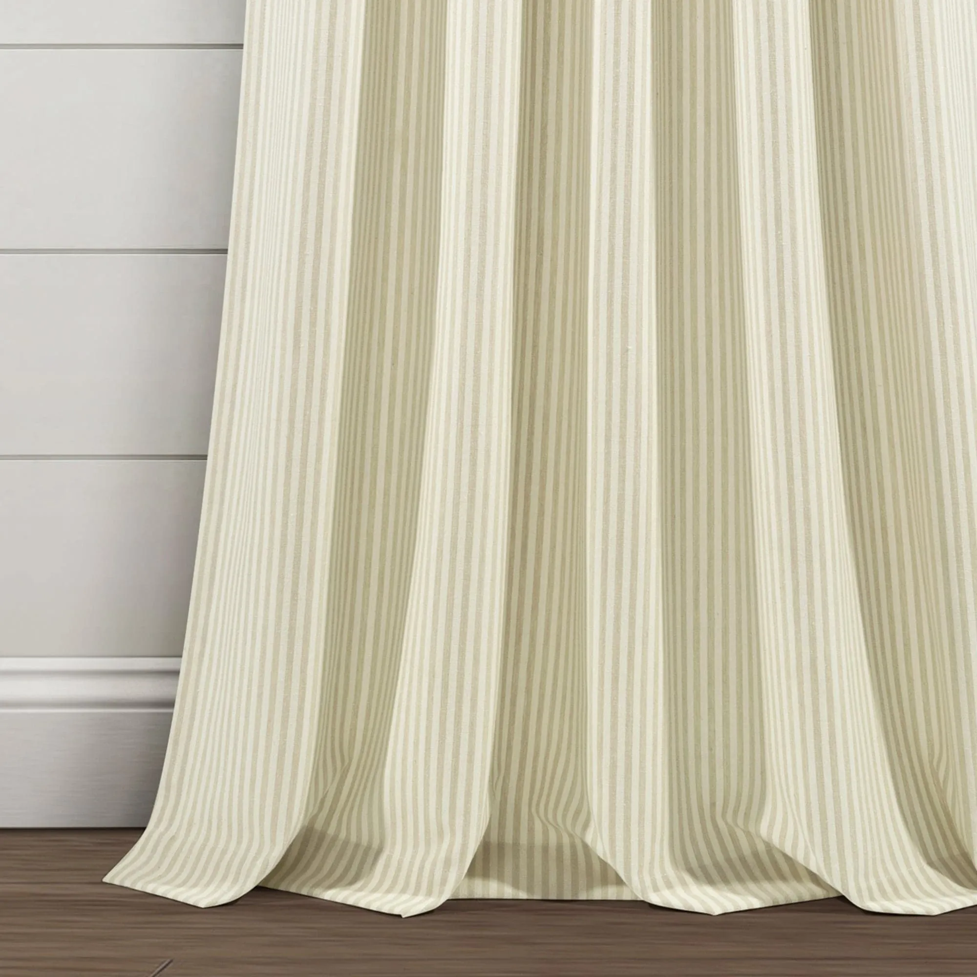 Farmhouse Vintage Stripe Recycled Cotton Blend Window Curtain Panel Set