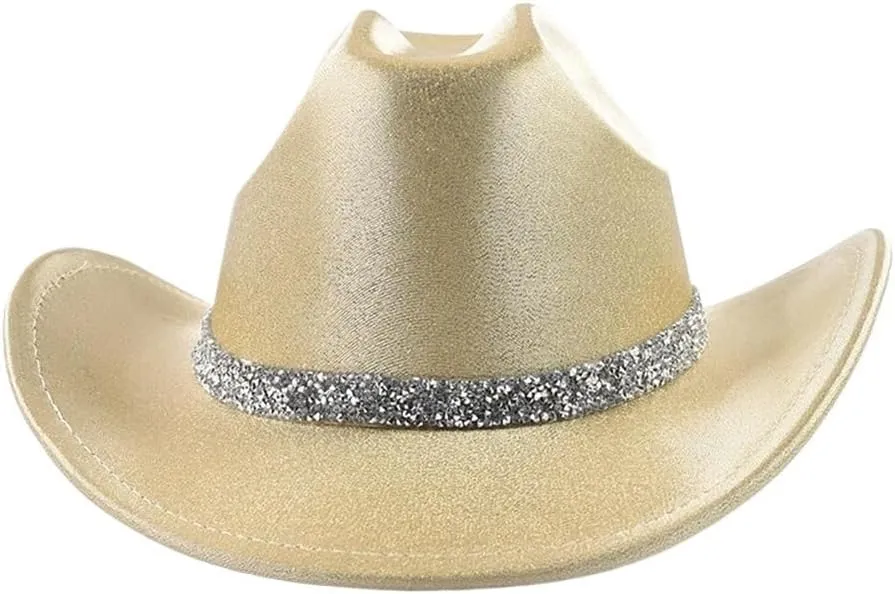 Felt Wide Brim Cowgirl Hats Fedora Hat with Rhinestone Ribbons Festival Party Wedding Party Jazz Hats Cowgirl Hat