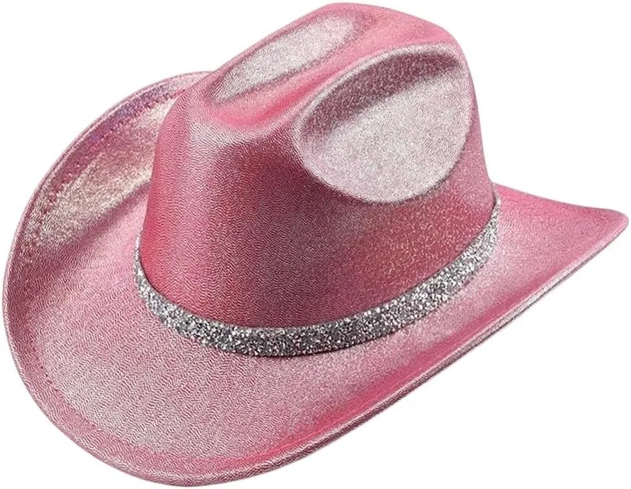 Felt Wide Brim Cowgirl Hats Fedora Hat with Rhinestone Ribbons Festival Party Wedding Party Jazz Hats Cowgirl Hat
